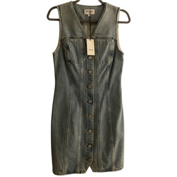Agolde Revolve Trina Denim Mini Dress XS New Organic Cotton 90s Y2K City - Picture 2 of 11